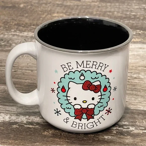 Sanrio Hello Kitty "Be Merry and Bright" Ceramic Camper Mug NEW - Picture 2 of 8